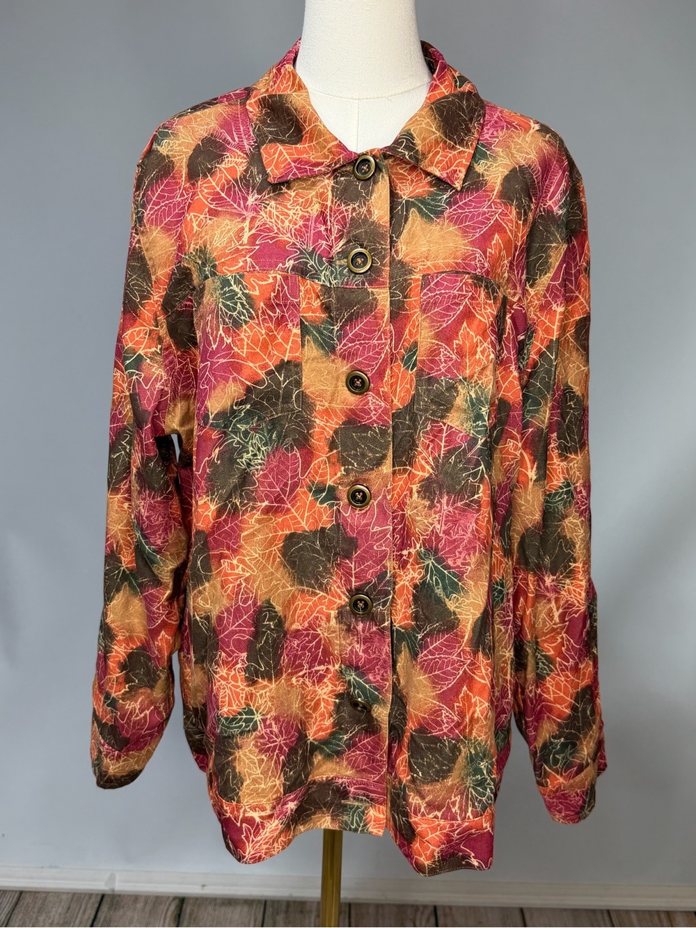 breckenridge Multicolor Leaf-Print Button Jacket